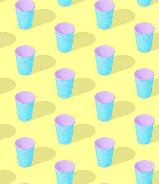 シームレスな3Dレンダリングアイソメトリックパターン ミニマルデザイン 創造的なコーヒーカップ 甘いキャンディーショップ バレンタインデー 誕生日パーティーのコンセプト — ストック写真