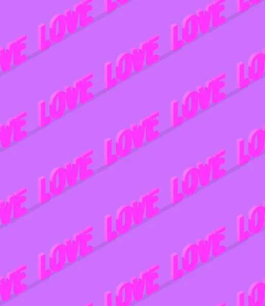 シームレスな3Dレンダリングアイソメトリックパターン ミニマルデザイン 創造的なテキストの愛 甘いキャンディーショップ バレンタインデー 誕生日パーティーのコンセプト — ストック写真