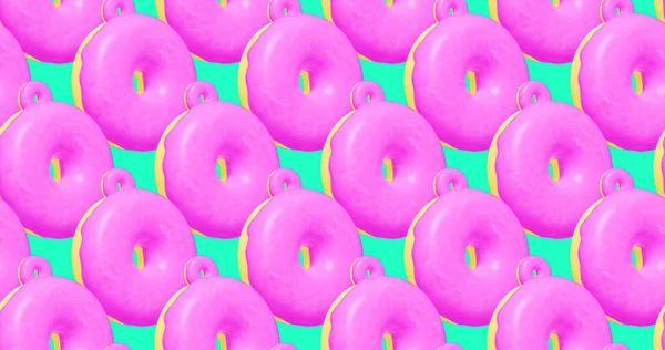 Padrão Renderização Sem Costura Banner Design Mínimo Donuts Cor Rosa — Fotografia de Stock