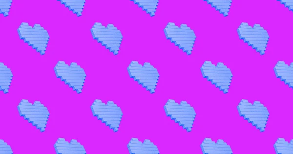 シームレスな3Dレンダリングパターン バナーだ ミニマルデザイン ブルーハート 甘いキャンディーショップ バレンタインデー 誕生日パーティーのコンセプト — ストック写真