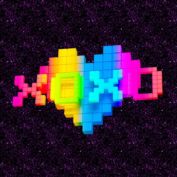 Render Fashion Collage Art Text Rainbow Xoxo Cosmic Space Valentine — Stock Photo, Image