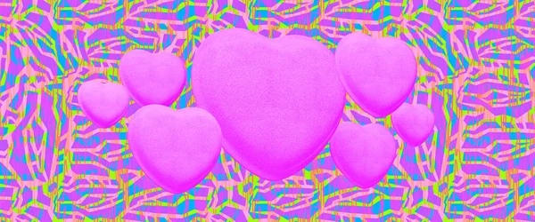 Бренд Zine Colage Рожеві Серця Абстрактному Творчому Тлі Валентинів День — стокове фото