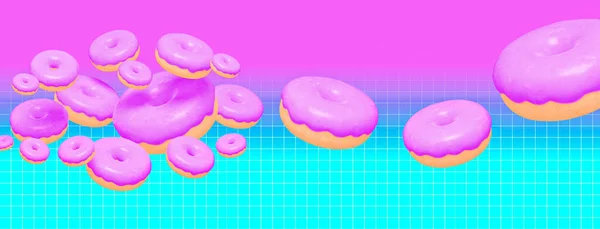 Banner Collage Moda Render Donuts Espacio Creativo Onda Vapor San — Foto de Stock