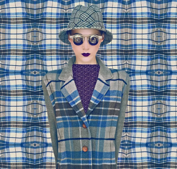 Fashion Plaid Woman — Stock Photo, Image