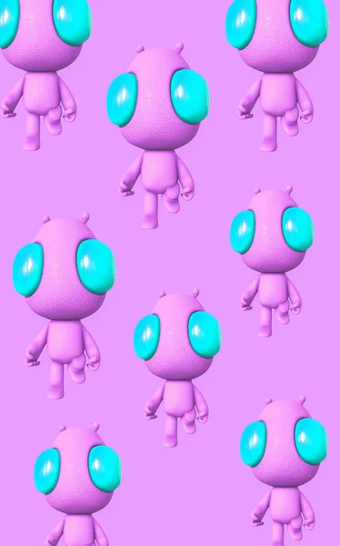 Minimalistisch Gestileerde Collage Patroon Kunst Weergave Grappig Roze Aliens Kosmische — Stockfoto