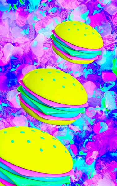 Stylowa Minimalna Tapeta Kreatywne Hamburgery Renderować Abstrakcyjnym Tle Koncepcja Fast — Zdjęcie stockowe