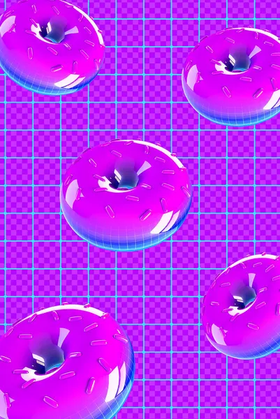 Elegante Fondo Pantalla Mínima Creativo Patrón Rosquillas Púrpura Render Concepto — Foto de Stock