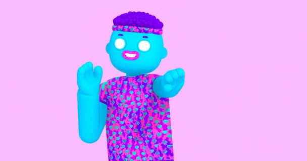 最小运动设计 3D创意时尚男孩性格 有趣的动画4K视频与阿尔法马特 — 图库视频影像