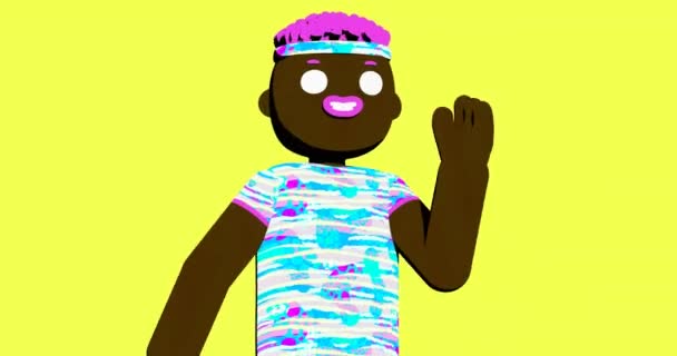 Minimaal Bewegingsontwerp Creatieve Stijlvolle Frican Merican Boy Karakter Grappige Animatie — Stockvideo