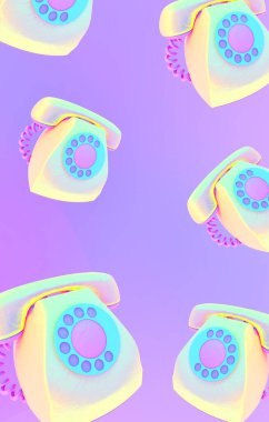 Minimalist stilize kolaj desenli duvar kağıdı. Retro moda telefon 80 'lerin titreşimleri.