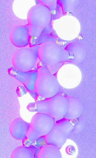 Minimalistic Stylized Render Scene Creative Abstract Light Bulbs Background — Stock Photo, Image