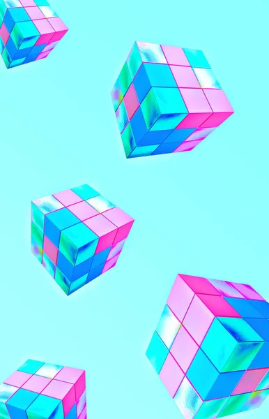 Minimalistic Stylized Wallpaper Cube Blue Space — Stock Photo, Image