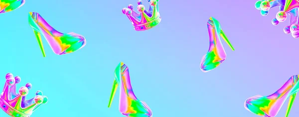 Минималистичное Стилизованное Коллажное Баннерное Искусство Леди Обувь Фон — стоковое фото