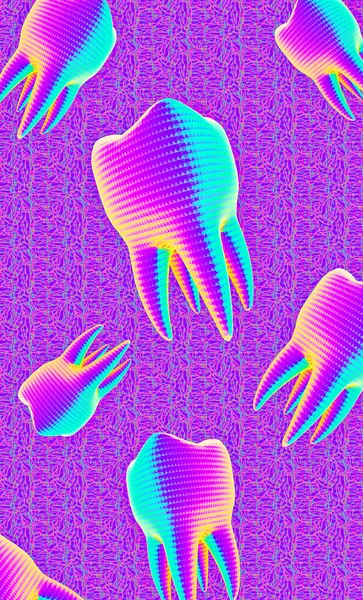 Мінімалістичний Стилізований Колаж Шпалер Голографія Зубів Творчий Візерунок — стокове фото