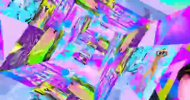 Looped 4k animation. 2d, 3d Crazy chaos mix of fashion objects and characters. Ideal creative modern clip for music background .