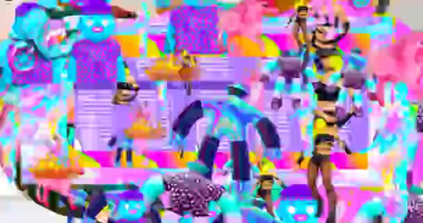 Looped Animation Crazy Chaos Mix Fashion Objects Characters Ideal Creative — Wideo stockowe