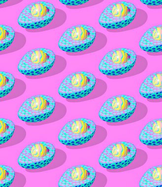 Seamless isometric 3d render pattern.  Minimal design.  Creative avocado. Candy shop, party, happy vegan concept.