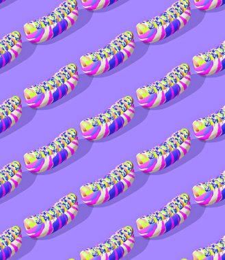 Seamless isometric 3d render pattern.  Minimal design.  Creative hot dog. Fast food, Junk food concept