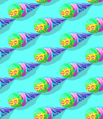 Seamless isometric 3d render pattern. Minimal design. Creative ice cream. Sweet candy shop, food concept