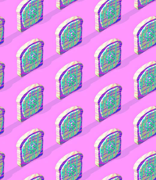 Безшовний Ізометричний Візерунок Рендеринга Мінімальний Дизайн Креативні Смажені Яйця Цукерки — стокове фото