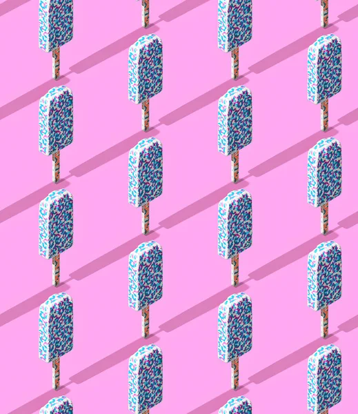 シームレスなアイソメトリック3Dレンダリングパターン ミニマルデザイン 創造的なアイスクリーム 甘いキャンディショップのコンセプト — ストック写真
