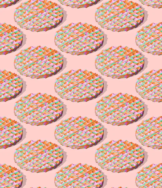 Seamless Isometric Render Pattern Minimal Design Waffle Sweet Candy Shop — Stockfoto