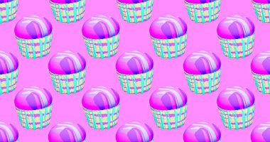 Seamless abstract 3d render pattern. Minimal design banner.Creative cake background. Candy shop, party concept