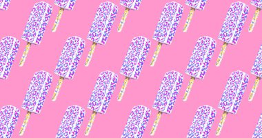 Seamless abstract 3d render pattern. Minimal design banner.Creative ice-cream background. Candy shop, sweet party concept