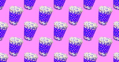 Seamless abstract 3d render pattern. Minimal design banner.Creative coffee background. Candy shop, sweet party concept