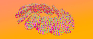 Minimalistic stylized collage banner art. 3d render creative waffles design. Party, food concept