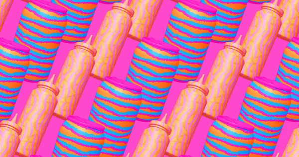 추상적 렌더링 디자인 배너입니다 맛있는 소다와 머스터드 사탕가게 — 스톡 사진