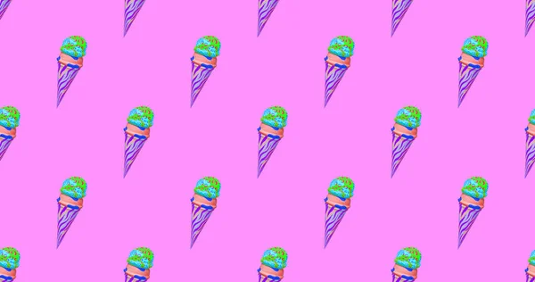 Seamless Abstract Render Pattern Minimal Design Banner Creative Ice Cream — Foto de Stock