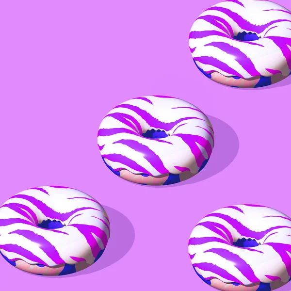 Minimalistic Stylized Collage Isometry Art Render Creative Donuts Design Party — Stockfoto