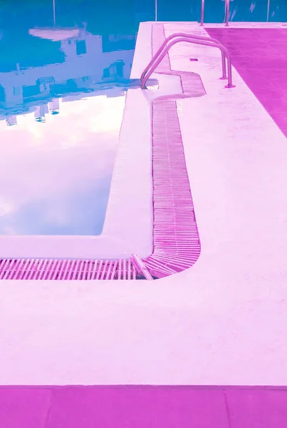 Ubicación Tropical Minimalista Moda Piscina Relajarse Espacio Vapor Onda Colores — Foto de Stock