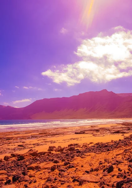 Piękny Surrealistyczny Krajobraz Wybrzeże Oceanu Lanzarote Wyspy Kanaryjskie — Zdjęcie stockowe