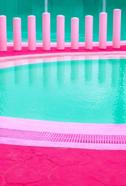 Mode Tropicale Emplacement Minimal Piscine Espace Détente Licorne Vie Couleurs — Photo