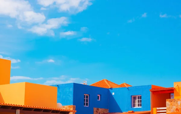 Minimalistisk Arkitektur Snygg Banner Trendiga Färger Kombination Gul Och Blå — Stockfoto
