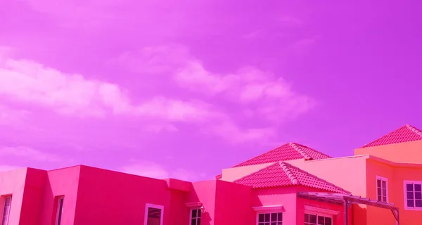 Minimalistyczna Architektura Stylowy Banner Modne Połączenie Kolorów Różowy Fioletowy Geometria — Zdjęcie stockowe