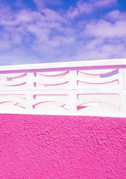 Minimalistische Architectuur Stijlvolle Ruimte Trendy Kleuren Combinatie Roze Blauw Geometrie — Stockfoto
