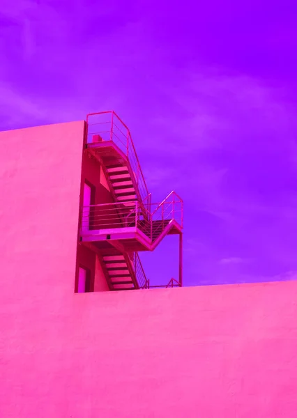 Minimalistische Architectuur Stijlvolle Ruimte Trendy Kleuren Combinatie Roze Violet Geometrie — Stockfoto