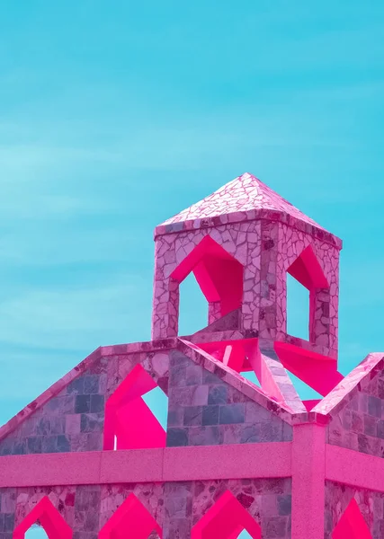 Μινιμαλιστική Αρχιτεκτονική Κομψός Χώρος Μοντέρνος Συνδυασμός Χρωμάτων Ροζ Και Μπλε — Φωτογραφία Αρχείου