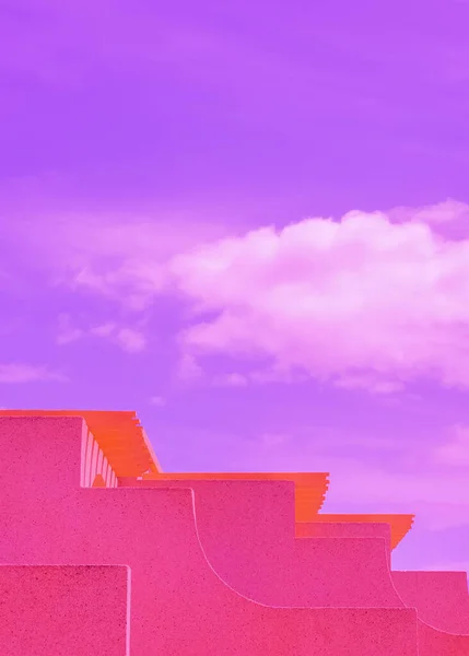 Arquitectura Minimalista Espacio Elegante Combinación Colores Moda Rosa Violeta Geometría —  Fotos de Stock