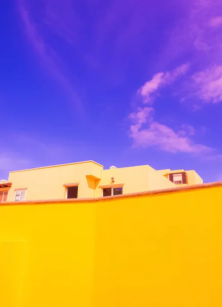 Arquitectura Minimalista Fondos Pantalla Elegantes Combinación Colores Moda Amarillo Azul Imagen De Stock