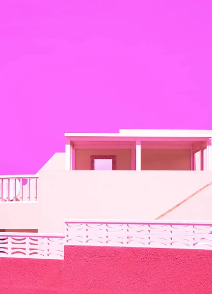 Minimalista Építészet Stílusos Tér Trendi Színek Kombinációja Rózsaszín Ibolya Geometria Stock Kép