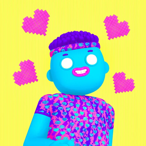 Stilvolle Collage Szene Lustige Boy Charakter Und Wie Herzen Soziale — Stockfoto