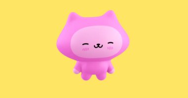 Komik döngülü çizgi film kawaii kedi karakteri. Sevimli duygular animasyonu. 4k video