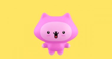 Komik döngülü çizgi film kawaii kedi karakteri. Sevimli duygular animasyonu. 4k video