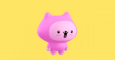 Komik döngülü çizgi film kawaii kedi karakteri. Sevimli duygular animasyonu. 4k video