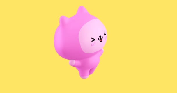 Engraçado Looped Desenho Animado Personagem Gato Kawaii Animação Emoções Fofas — Vídeo de Stock