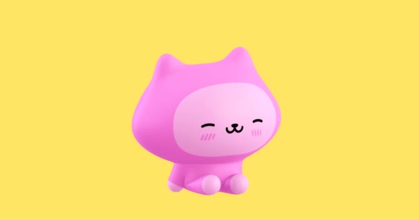 Vicces Looped Rajzfilm Kawaii Macska Karakter Aranyos Érzelmek Animációja Videó — Stock videók